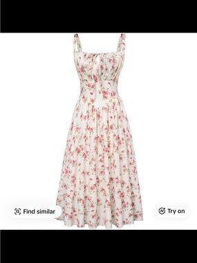 Floral Midi Sundress in Cream and Pink